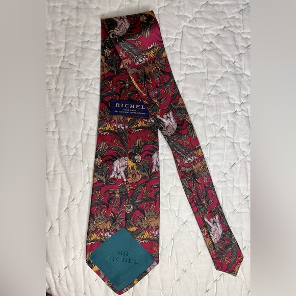 RICHEL Tie Silk Spain made Animal Jungle Print EUC - Picture 10 of 11